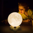 Luz da noite led 3d impressão lua lâmpada brilhante lua recarregável